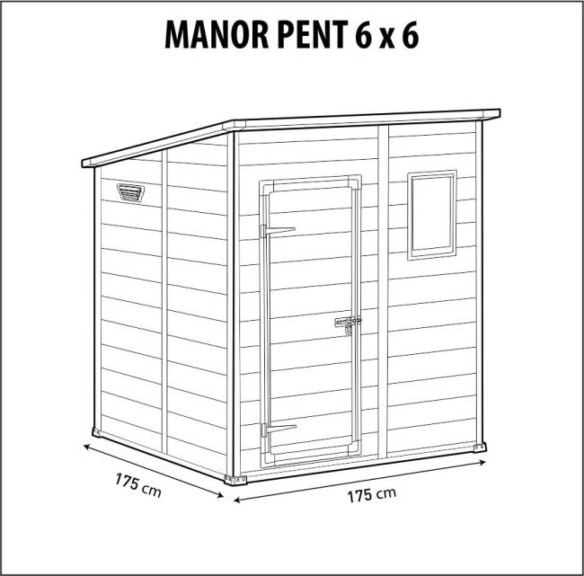 Сарай "Манор Пентхаус 6x6" (размеры 175 x 175 см), серый