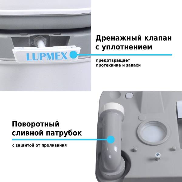 Биотуалет Lupmex, белый с серым 79002 с индикатором