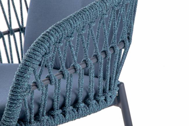 Кресло плетеное с подушками Elba Rope синий 630х640х780 мм