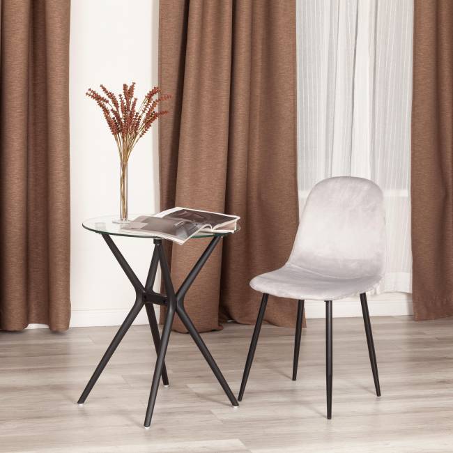 Стул Бриз/Breeze (мод.4724)/1 шт. в упаковке велюр/металл, 44х53х87см, светло-серый (HLR14)/черный светло-серый Велюр/металл