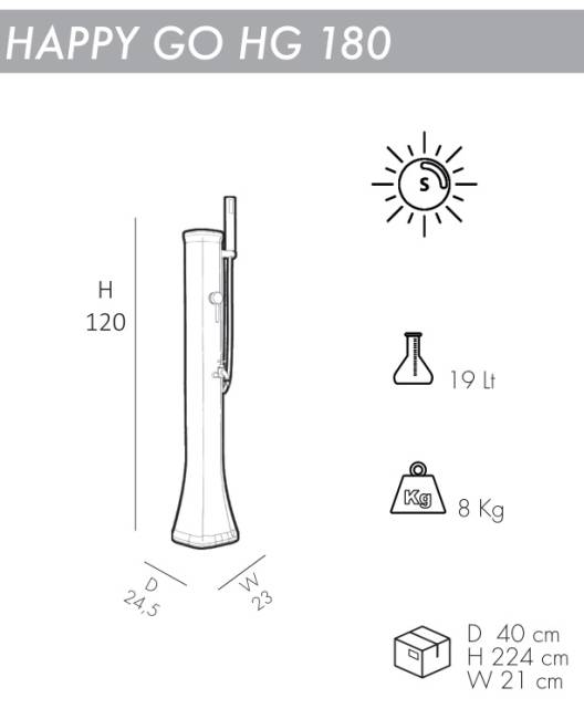Душ солнечный для ног Happy Go HG 180 антрацит 245х230х1200 мм